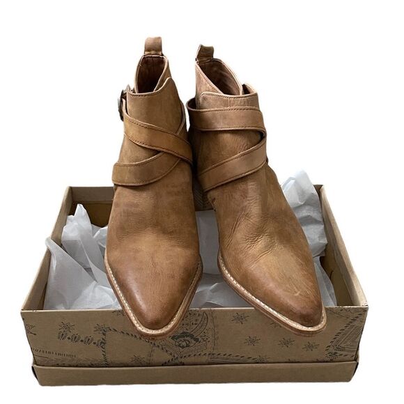 Free People Back Loop Ankle Boot in Washed Tan - Picture 2 of 13